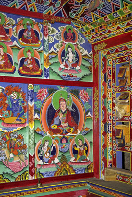 Wandschildering in de Gompa van Duble